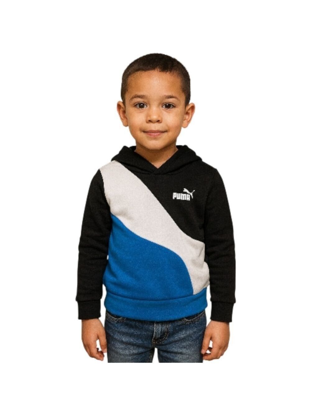 Puma Kids' Black, White, and Blue Hoodie